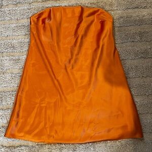 Orange silk mini dress